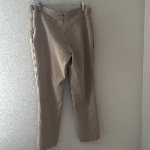 AKRIS .punto light tan flat front slim ankle pants Sz 8 Franca cotton pants - Picture 6 of 12